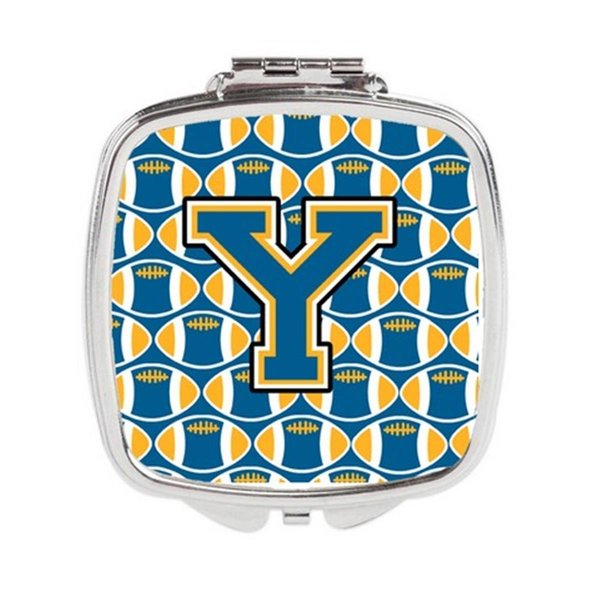 Carolines Treasures Letter Y Football Blue and Gold Compact Mirror, 3 x 0.3 x 2.75 in. CJ1077-YSCM